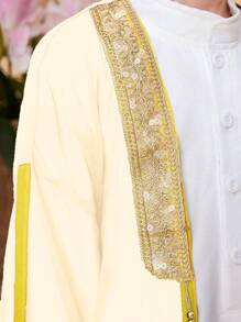 SHEIN 2pcs Set: Long Sleeve Cardigan Jacket And Undershirt For Young Boy