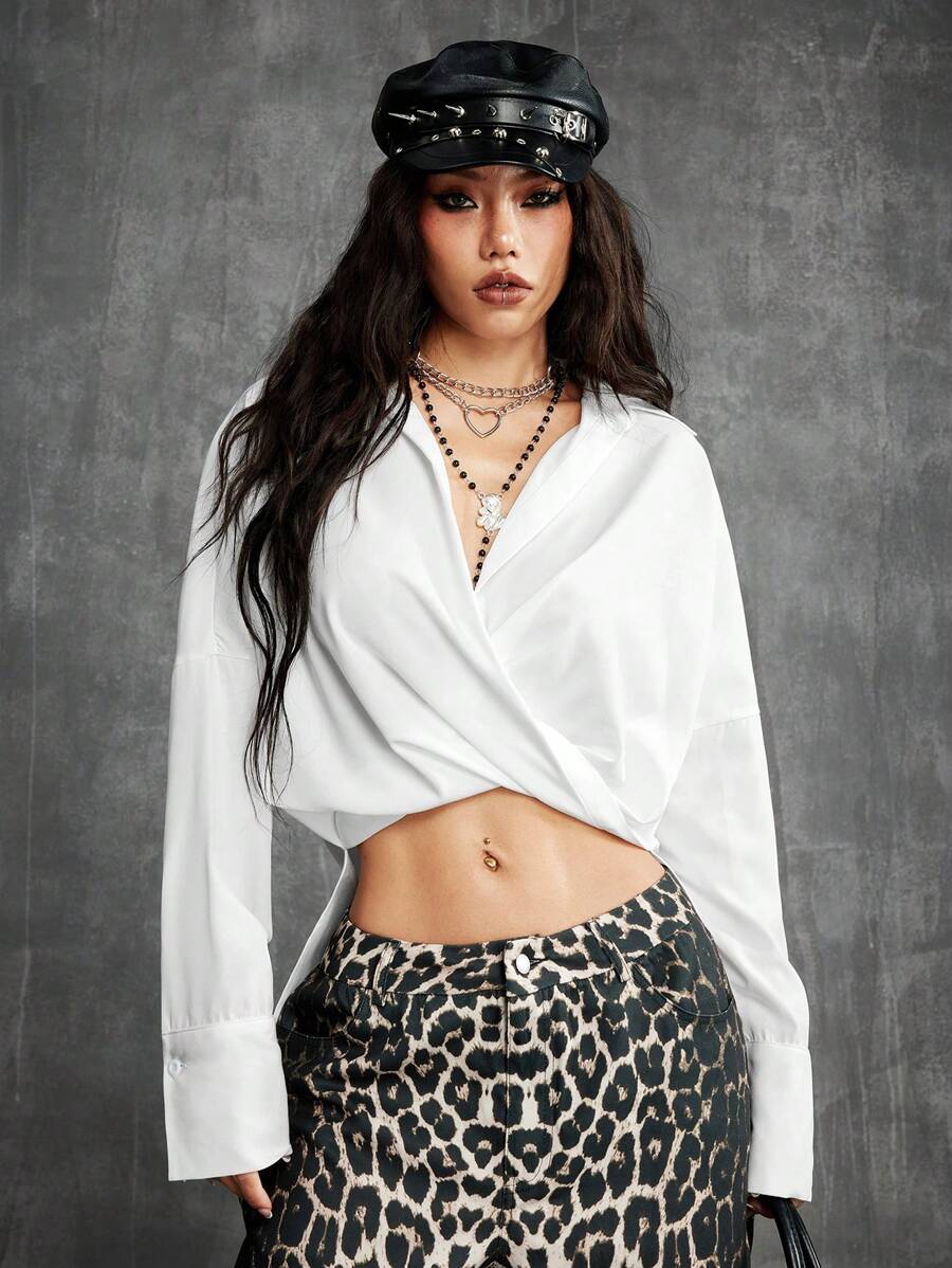 SHEIN EZwear Women's Spring And Summer Festival Date Night Going Out Basic White Blouses - White - View 1