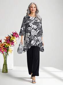 Miaspire Zebra Pattern Printed Shirt And Black Pants Two-Piece Set Fall Women Clothes Two Piece Set Women - Black and White - View 6