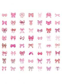 SHEIN 55 piezas de pegatinas de lazos, pegatinas de monogramas de estética vintage, pegatinas de lazos rosas impermeables de vinilo, para botellas de agua, portátiles, teléfonos, diarios, regalos para niños, niñas y mujeres
