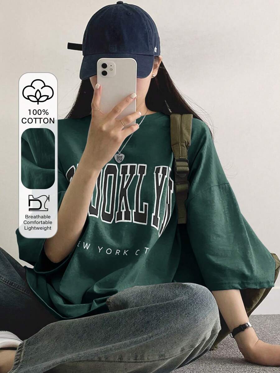 DAZY 女士宽松字母印花T恤超大码T恤