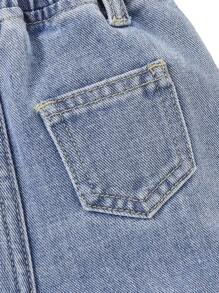 婴幼儿男孩时尚舒适宽松水洗中蓝色牛仔裤 - 中等水洗藍 - 查看 4