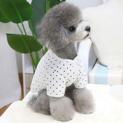 PETSIN White Cute Daily Casual Padded Warm Fuzzy Polka Dot Pet Jacket