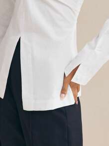 FLOW X Designer White Teardrop-Shaped Hollow Slit Casual Top Spring Summer Tops Women Casual White Shirts - White - View 6