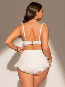 Swim Mod 2 pezzi Set di costumi da bagno tankini per donne curvy con ferretto, balze ai bordi, stile casual minimalista e sexy, adatto per la spiaggia e le vacanze