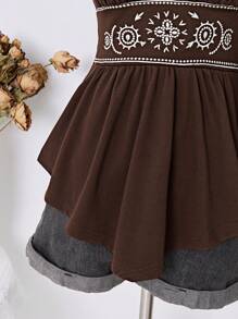 Elamini Women's Hippie Hippie Sun Totem Embroidered Vintage Bohemian Halter Neck Tank Top, Spring/Summer - Coffee Brown - View 5