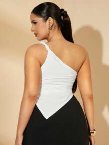 SHEIN BAE Áo cánh xoắn bất đối xứng cỡ lớn thời trang xuân hè cho nữ, thanh lịch, gợi cảm, ngọt ngào cho kỳ nghỉ, tiệc tùng, ngày lễ tình nhân - trắng - Xem 4