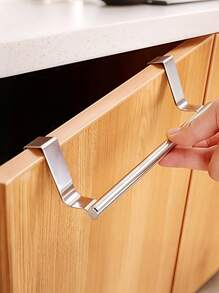 1Pc Rustproof Stainless Steel Towel Bar - No Drilling Wall Mounted, Modern Style, Perfect For Bathroom Door Or Cabinet
