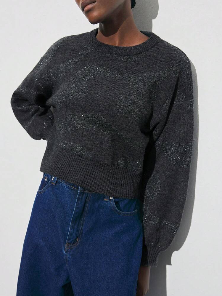 SHEIN Maija Women's Casual & Versatile Long Sleeve Knitted Pullover Top, Suitable For Spring Festivals