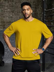 Manfinity Sport PWRUP 男士圆领纯色短袖运动T恤，时尚适合夏季