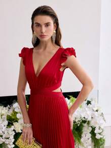 MOTF Soiréza VESTIDO PLISSADO COM DECOTE FINO - Vermelho - Ver 6