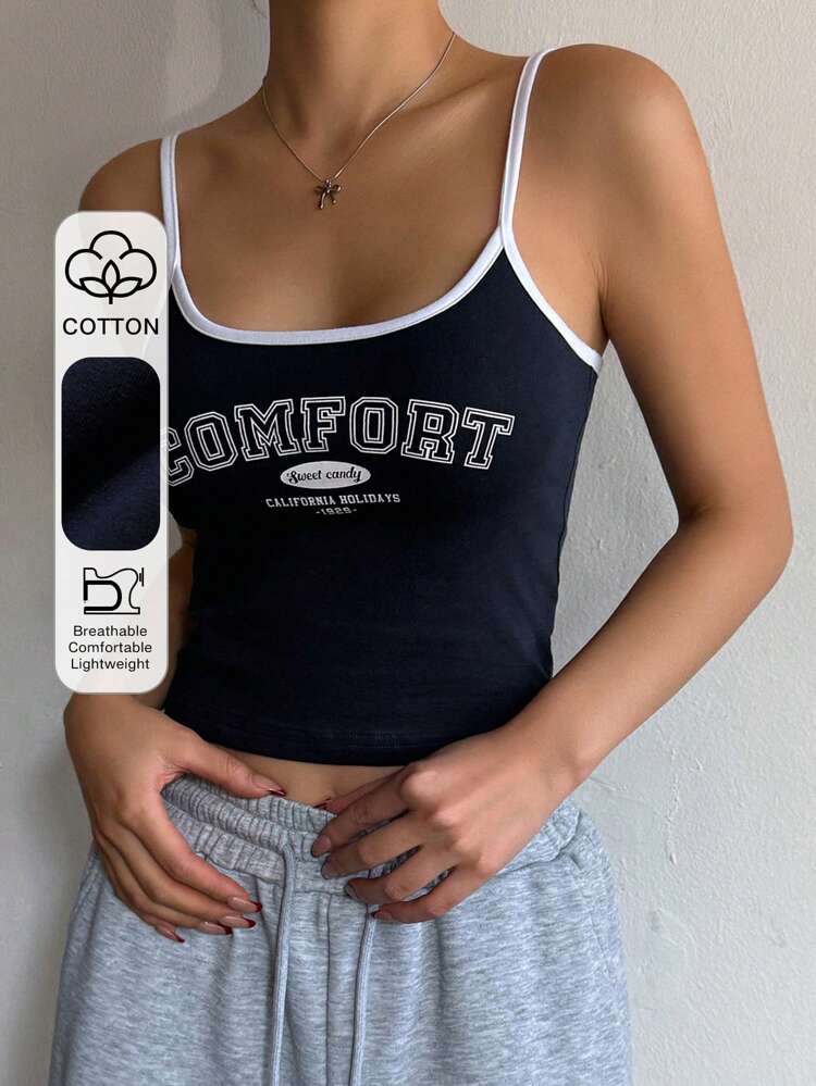 Women's Contrast Color Splice Print Camisole