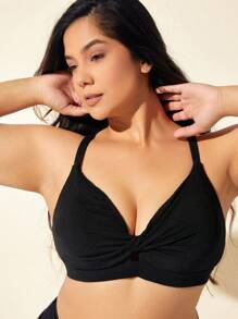 Swim Lushoire Top de traje de baño informal para vacaciones de talla grande con diseño retorcido para mujeres