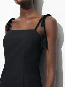 Maija 女式黑色花卉刺绣细肩带波西米亚风格短裙，优雅海滩度假，适合圣帕特里克节、春假、复活节、音乐节 - 黑色 - 查看 7