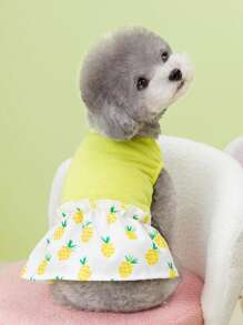 PETSIN Yellow Spring/Summer Casual Style Pineapple Fruit Pattern Pet Dress - Yellow - View 1