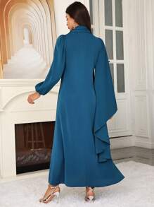 Al Najma 传统土耳其和阿拉伯风格女式长束腰外衣 - 水鴨藍 - 查看 2