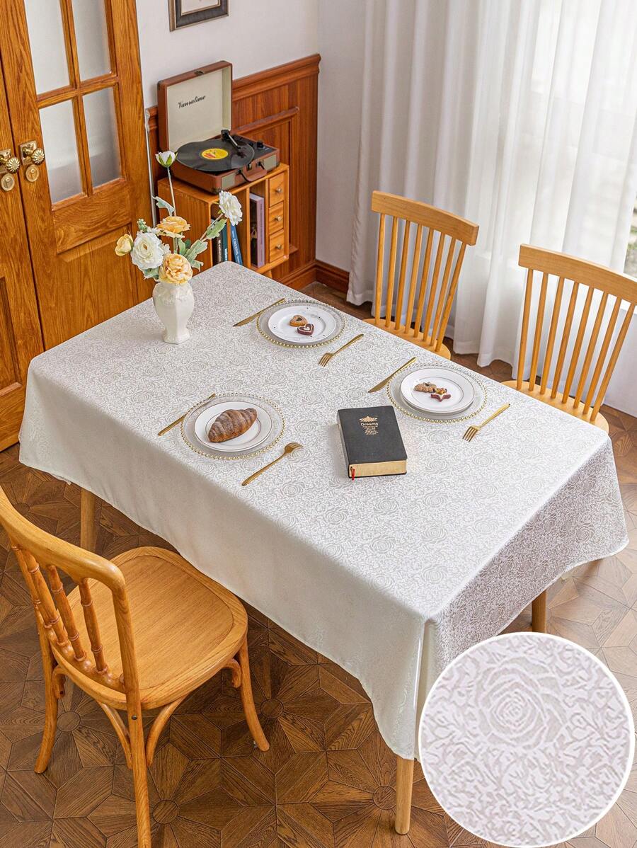 1 stuk Rechthoekige Multi-Size Jacquard Tafelkleed Met Volledig Scherm Rozen Bloemenpatroon, Wasbaar Polyester Stoffen Tafelkleed Geschikt Voor Eettafel, Keukentafel, Restaurant, Catering, Brunch, Buffet, Feest, Picknick, Kamperen, Vakanties En Andere Speciale Gelegenheden