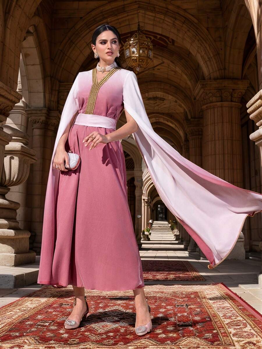 Al Najma Robe abaya à capuche élégante dégradée pour femme