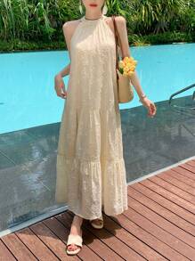 DAZY Women Fashionable Lace Sleeveless Halterneck Dress Summer Sundress,Casual Women Dresses