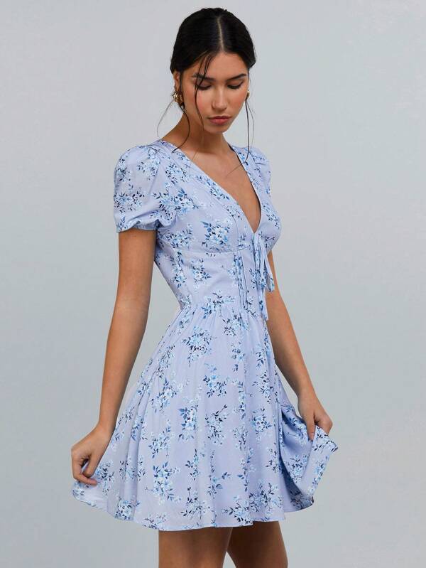 Athîral Women Floral Print Girly Mini Dress, Minimalist & Stylish, Suitable For Summer, Women Spring Dresses