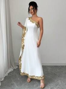 Elenzga Vestido de fiesta con bordados y aplicaciones de moda, elegante para vacaciones, citas, el Día de San Valentín, fiestas