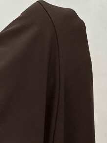 SHEIN PETITE CURVE Plus Size Solid Color High Waist Casual Pants, Wearable In All Seasons - Chocolate Brown - View 6