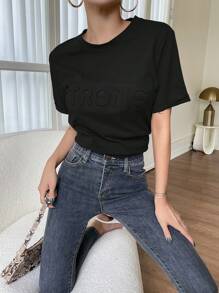 DAZY 3d字母印花短袖t卹 - 黑色 - 查看 3