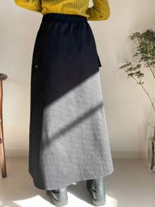 FRIFUL Women's Zippered Pockets Decor Skirt - Black - View 4