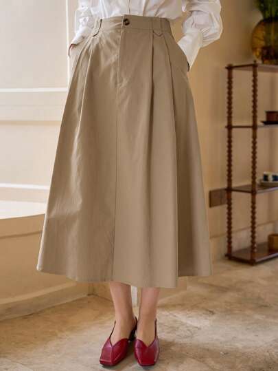 DAZY 高腰褶裥细节裙