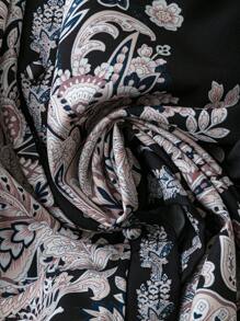 SHEIN Clasi Đầm dài chữ A hở trước tay đèn lồng thanh lịch lãng mạn cỡ lớn cho nữ - Nhiều màu - Xem 5