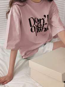 DAZY Letter Graphic Drop Shoulder Tee Don't Overthink Oversized T-Shirt