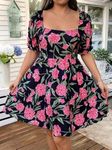 Flirla 大码时尚休闲印花优雅度假连衣裙，多色