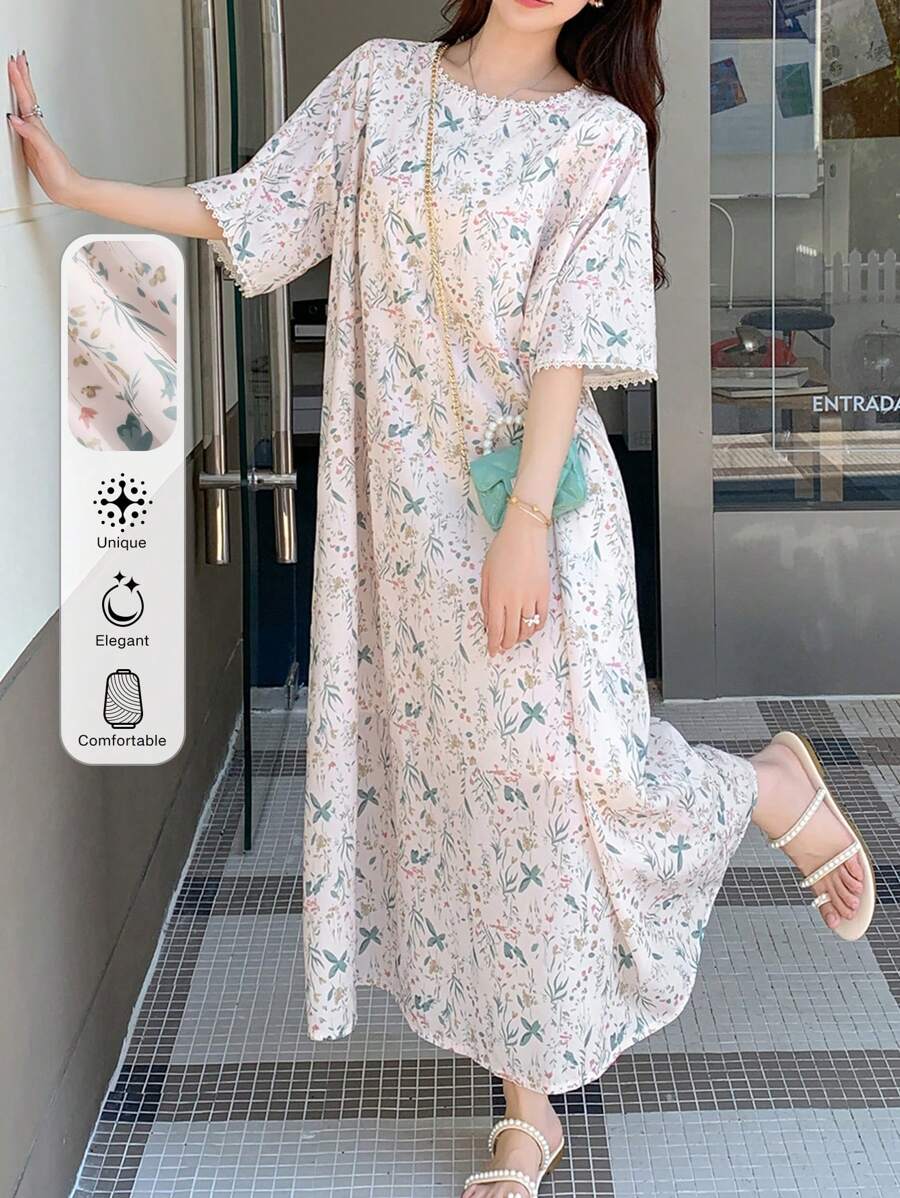 FRIFUL 女士印花长连衣裙，返校季连衣裙，度假装，复活节女装 - 彩色 - 查看 1