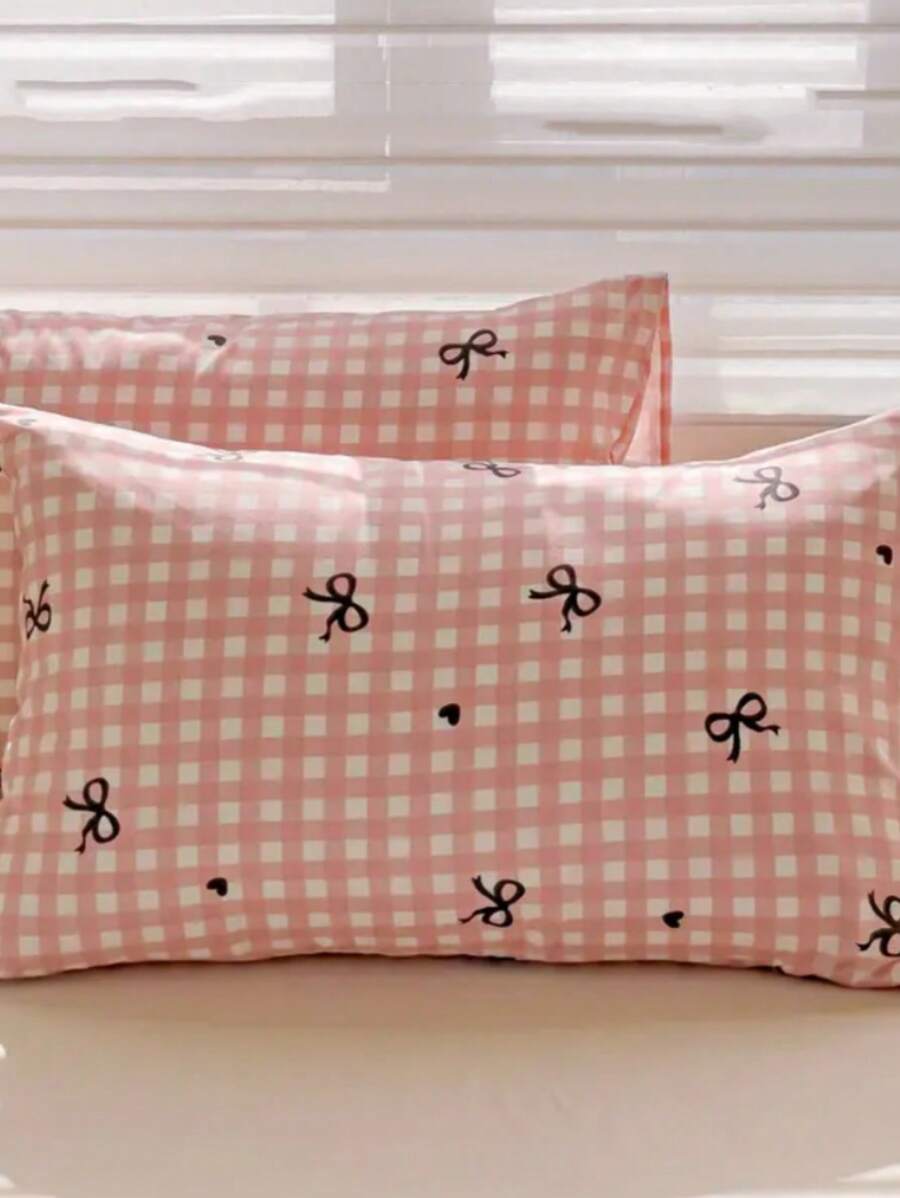 Set de 2 fundas de almohada de poliéster con estampado floral, transpirables y lavables, para decoración de dormitorio de niños/niñas (funda de relleno no incluida)