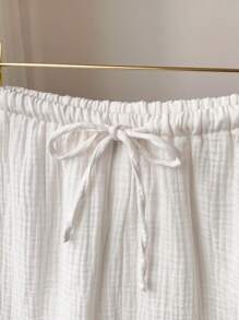 Comfortcana 純色束腰寬鬆質感短褲 - 白色 - 查看 5