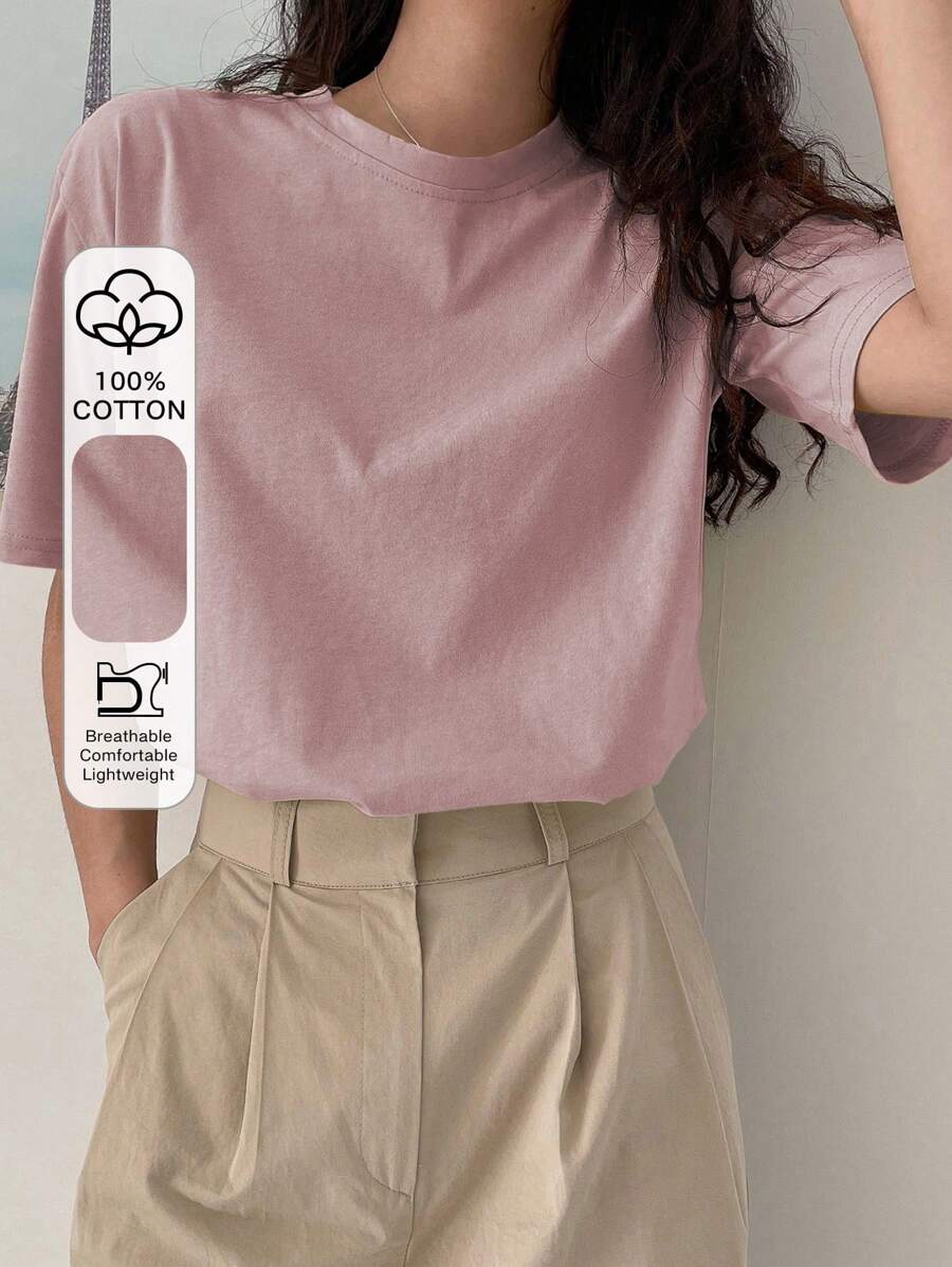 DAZY Solid Drop Shoulder Tee Summer