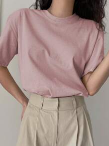 DAZY Solid Drop Shoulder Tee Summer