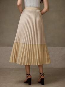 MOTF PREMIUM COLORBLOCK PLEATED SKIRT - Apricot - View 7