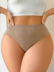 3pcs/Set Seamless Plus Size Women Ribbed Bikini Briefs