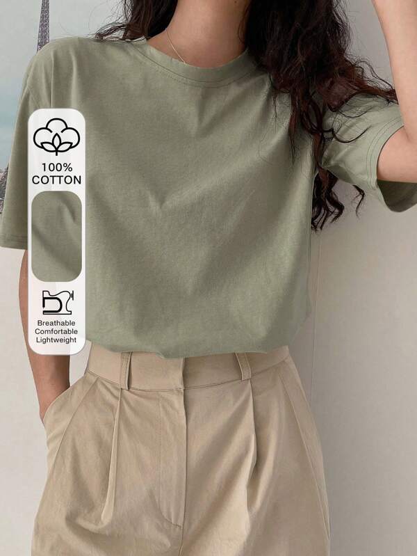 DAZY Camiseta de hombros caídos de color sólido, top de estilo preppy para el verano