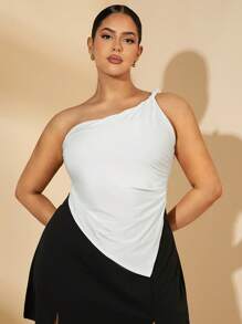 SHEIN BAE Áo cánh xoắn bất đối xứng cỡ lớn thời trang xuân hè cho nữ, thanh lịch, gợi cảm, ngọt ngào cho kỳ nghỉ, tiệc tùng, ngày lễ tình nhân - trắng - Xem 2