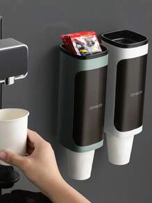 SHEIN Disposable Cup Holder, Automatic Cup Dispenser, Water Dispenser, Paper Cup Holder, Wall Mounted Household Non Perforated Creative Storage Rack - Multicolor - View 4