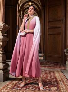 Al Najma Robe abaya à capuche élégante dégradée pour femme