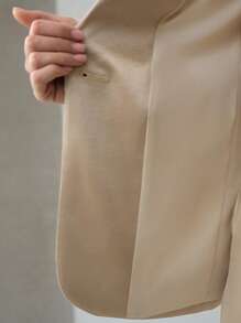 MOTF PREMIUM SINGLE BUTTON POCKET BLAZER,BUSINESS CASUAL WOMAN - Khaki - View 7