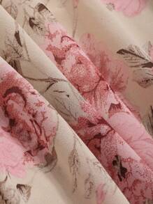 Joudiya 女士印花V领露背吊带连衣裙 夏季邮轮女装 吊带裙 度假装 复活节波西米亚风 - 粉色 - 查看 3