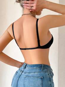 DesireSculpt Sujetador sin alambres ni costuras, sin espalda, de encaje para mujeres, con tirantes desmontables y escote pronunciado