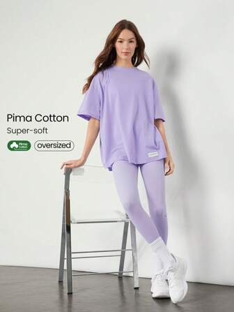 GLOWMODE 比马棉男女款短袖圆领超大 T 恤日常休闲