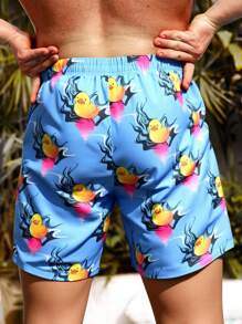 Manfinity Swimmode Men's Duck Print Drawstring Waist Beach Shorts Men Swim Trunks Set Swim Suit For Men Bathing Suits For Men Beachwear For Men Men Bathing Suits Men Swim Trunks - Multicolor - View 2