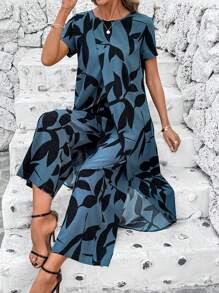 SHEIN Clasi 2 件女士度假休闲花卉印花开叉下摆上衣和裤子套装夏季女装两件套女士度假装女士套装 - 彩色 - 查看 7