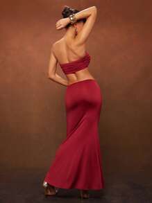 Hauture Summer Women, Women, Sexy Party Ruched Strapless Bralette Red Top With Ornament, Women Tops, Summer Tops, Going Out Tops, Sexy Women Tops, Summer Women Tops. For Date Night, Concerts, Performances, Parties, Clubs, Music Festivals, Vacation